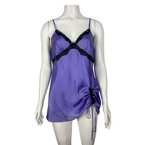 Vintage Y2K Victoria's Secret Satin Slip Medium Purple Lace Lingerie Babydoll